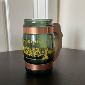 Vintage Green Handled Siesta Ware New York City Glass Souvenir Mug